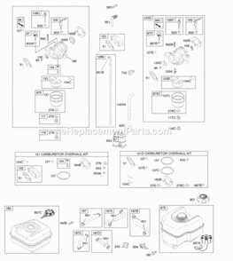 Carburetor_Fuel_Supply Diagram and Parts List for 15T212-1128-F8  Briggs and Stratton Engine